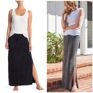 💕BAREFOOT DREAMS💕 CozyChic Lite Maxi Knit Skirt ~ Black Large L NWT